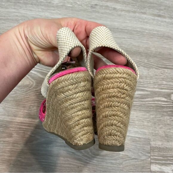 LE CAPRICCIOSE Lattice Slingback Espadrille Pink Lace Shoes Wedge US 6 UE36 - Picture 8 of 9